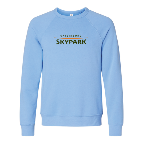 Gatlinburg Skypark Logo 1 Green & Orange Ink -- Crewneck Sweatshirt Carolina Blue