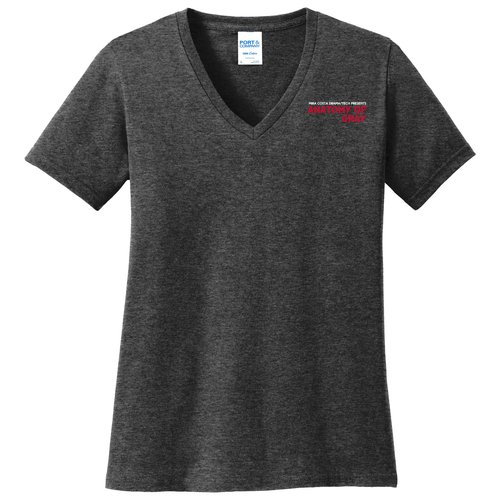 Port & Company Ladies Cotton V-Neck T-Shirt -- Dark Heather Grey