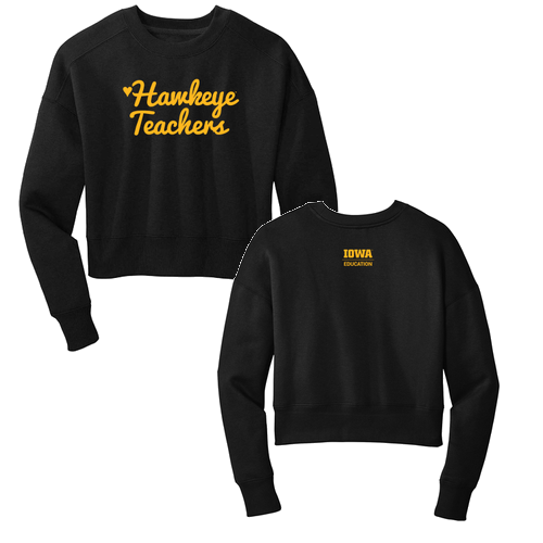 District Women's Perfect Weight Fleece Cropped Crew -- Jet Black