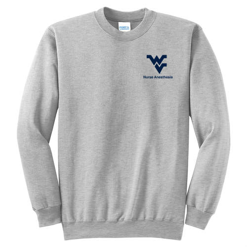 Embroidered Port and Company Classic Crewneck Sweatshirt -- Ash