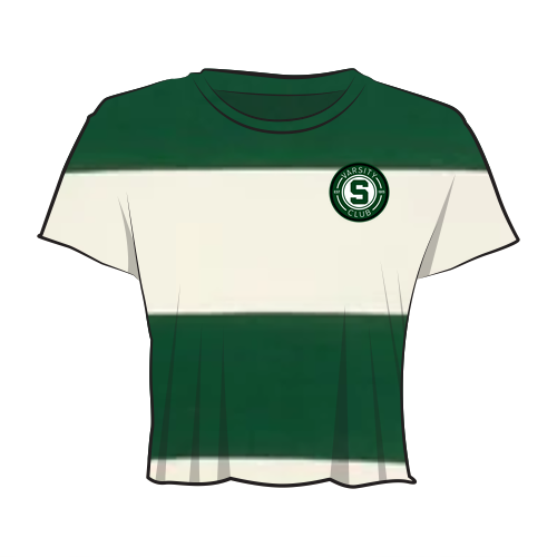 Holloway Ladies Prep Street Rugby Crop -- Alabaster / Vin Dag