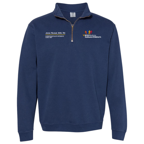 Embroidered Comfort Colors Unisex Garment-Dyed Quarter-Zip Sweatshirt -- True Navy