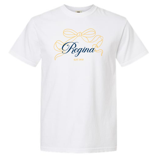 Regina Delicate Bow Comfort Colors Unisex Garment-Dyed Heavyweight T-Shirt -- White