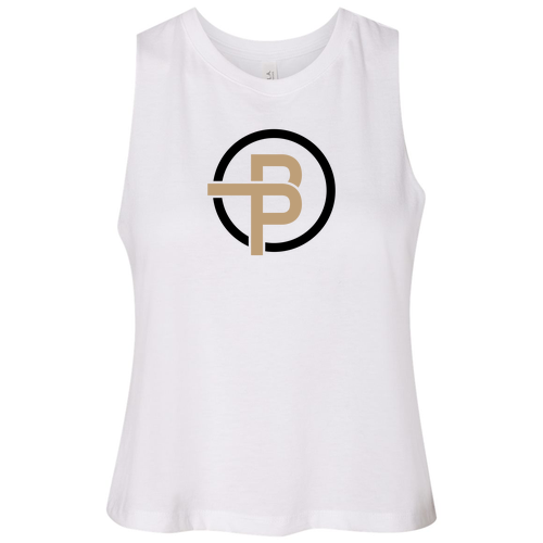 Bella Canvas Ladies Racerback Cropped Tank -- Solid White Blend