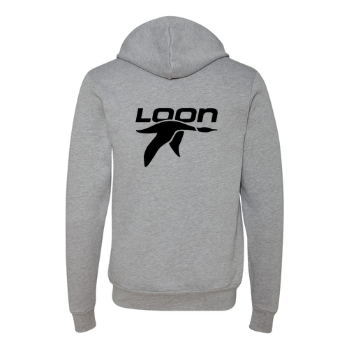 Loon Logo 2 Black Ink -- Pullover Hooded Sweatshirt Athletic Heather