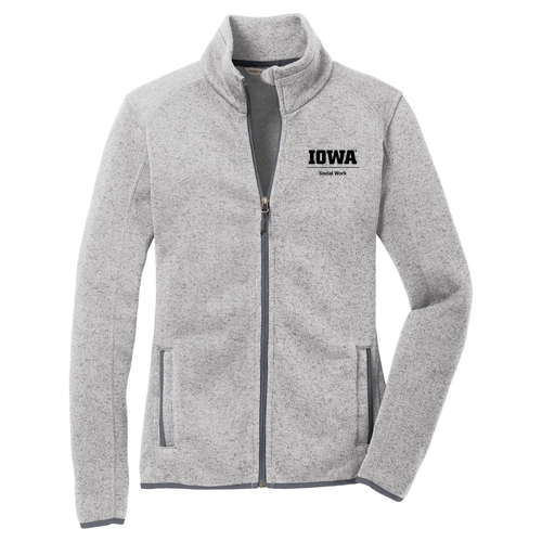Embroidered Port Authority Ladies Sweater Fleece Jacket -- Grey Heather