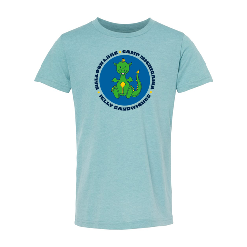 Youth Bella Canvas Soft Fitted Heather CVC Short Sleeve Tee -- Heather Blue Lagoon