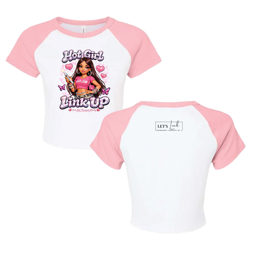 Bella+Canvas Women's Micro Rib Raglan Baby Tee -- White / Pink