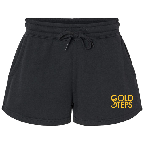 Gold Steps Embroidered Women's lightweight California Wave Wash Sweatshorts -- Black