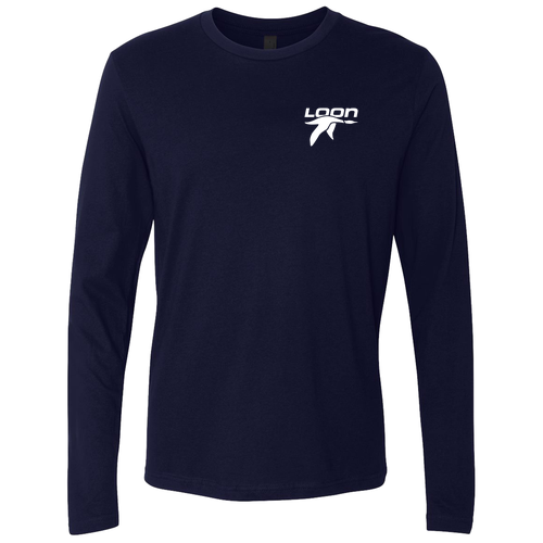 Loon Logo 2 White Ink -- Long Sleeve Midnight Navy