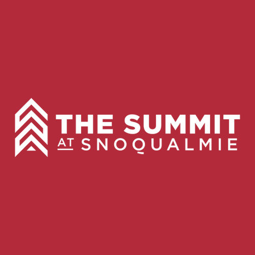 The Summit at Snoqualmie Logo 2 White Ink -- Crewneck Sweatshirt Red