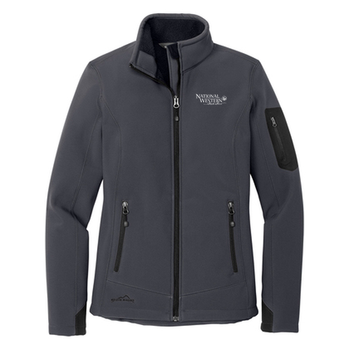 Eddie Bauer Ladies Rugged Ripstop Soft Shell Jacket -- Grey Steel / Black