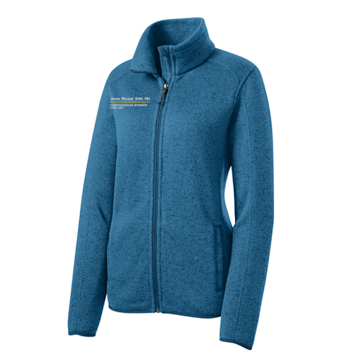 Port Authority Ladies Sweater Fleece Jacket -- Medium Blue Heather