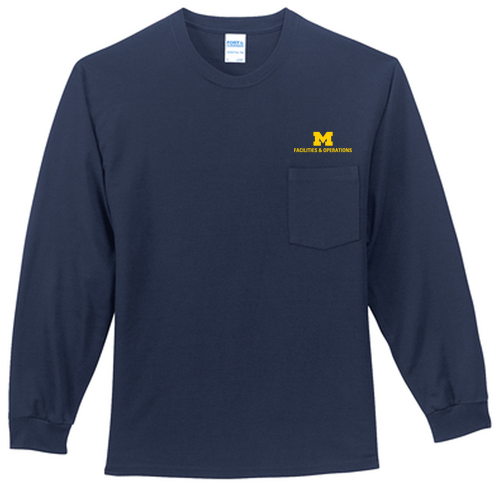 Port & Company Tall Long Sleeve Essential Pocket Tee -- Navy, $21