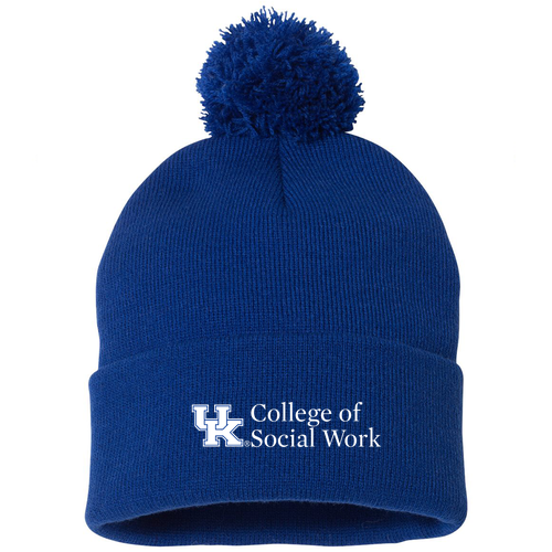 Sportsman Pom Pom Knit Hat -- Royal Blue