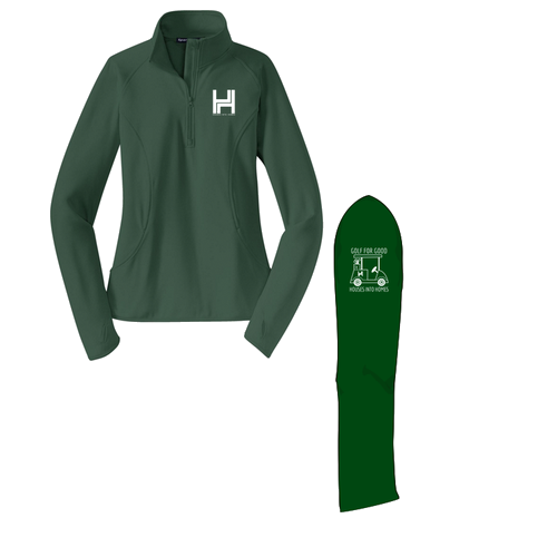 Sport Tek Ladies Sport Wick Stretch Half Zip Pullover -- Forest Green