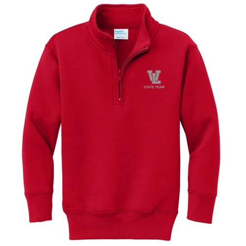 Youth Port & Company Core Fleece 1/4-Zip Pullover Sweatshirt -- Red