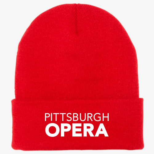 Embroidered Red Beanie with Cuff