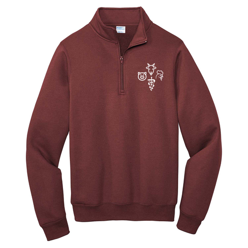 Port and Company Core Fleece Quarter-Zip Pullover Sweatshirt -- Maroon
