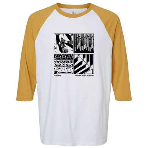 [HIDE] American Apparel CVC Unisex Raglan T-Shirt -- White / Heather Mustard