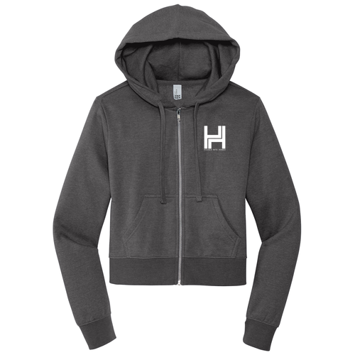 District Women's V.I.T. Fleece Full-Zip Hoodie -- Heathered Charcoal