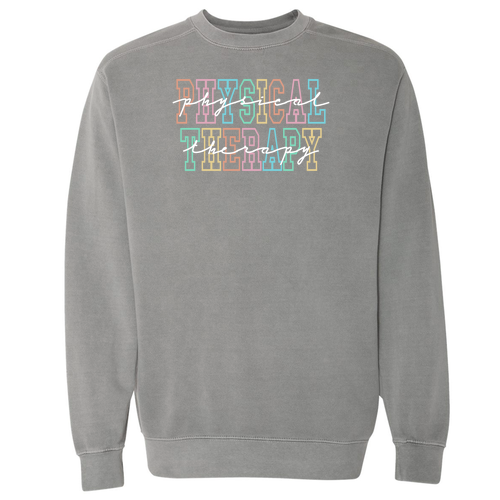 Mens/Unisex Physical Therapy Comfort Colors Crewneck Sweatshirt -- Grey