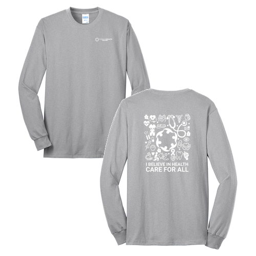 FHC Healthcare For All Port & Company Long Sleeve 50/50 T Shirt -- Ash