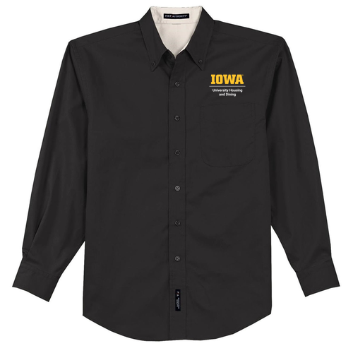Port Authority Mens Easy Care Long Sleeve Shirt -- Black / Light Stone