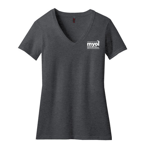 District Made Ladies Perfect Blend V-Neck Tee -- Heathered Charcoal