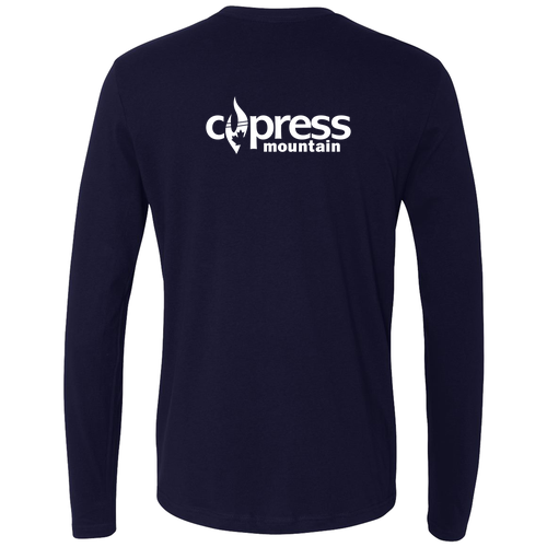 Cypress Mountain Logo 2 White Ink -- Long Sleeve Midnight Navy