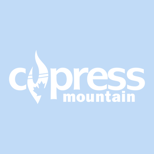 Cypress Mountain Logo 1 White Ink -- Short Sleeve Light Blue
