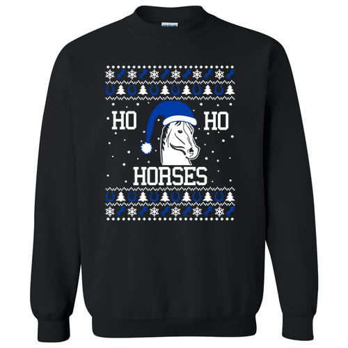 Ho Ho Horses Gildan Heavy Blend Crew Neck Sweatshirt -- Black