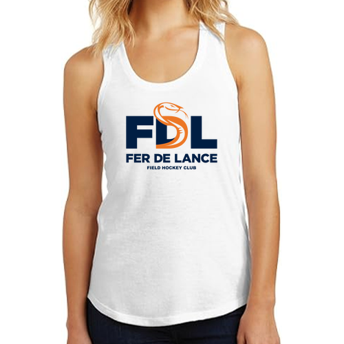 Ladies District Made Soft Perfect Tri Racerback Tank -- White, U16