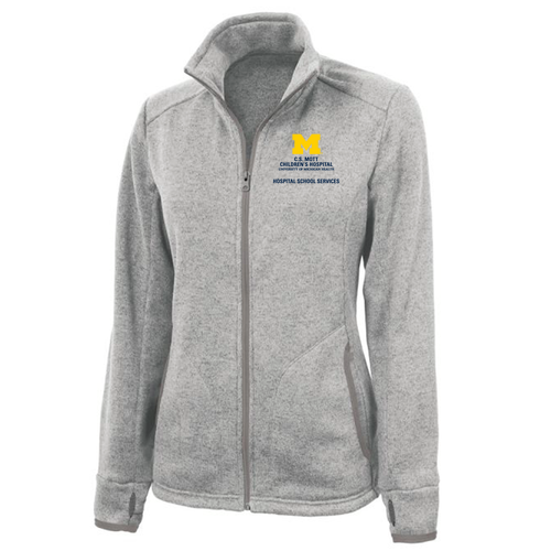 Ladies Charles River Heathered Fleece Jacket -- Light Grey Heather