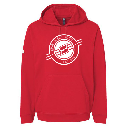 Adidas Fleece Hooded Sweatshirt -- Red, Swan