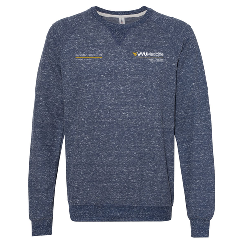 Embroidered Jerzees Snow Heather French Terry Crewneck Sweatshirt -- Navy
