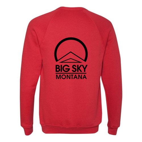 Big Sky Montana Logo 2 Black Ink -- Crewneck Sweatshirt Red