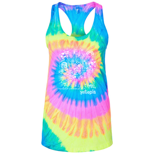 Colortone Tie Dye Racerback Tanks -- Neon Rainbow