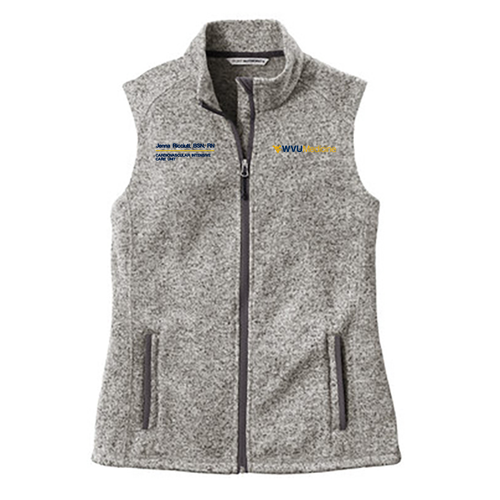 Embroidered Port Authority Ladies Sweater Fleece Vest -- Grey Heather