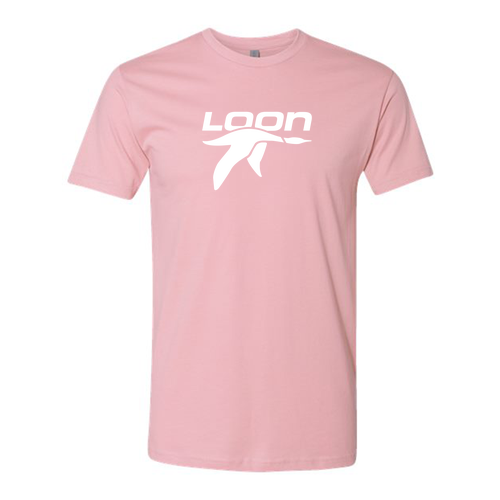 Loon Logo 1 White Ink -- Short Sleeve Light Pink