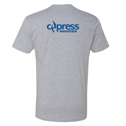 Cypress Mountain Logo 2 Blue Ink -- Short Sleeve Heather Grey