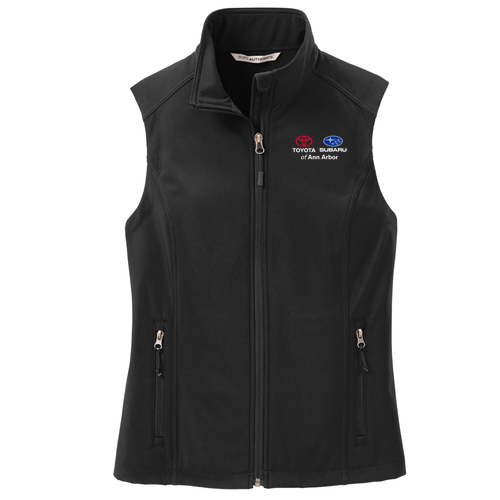 Ladies Port Authority Core Soft Shell Vest -- Black, Dual Logo