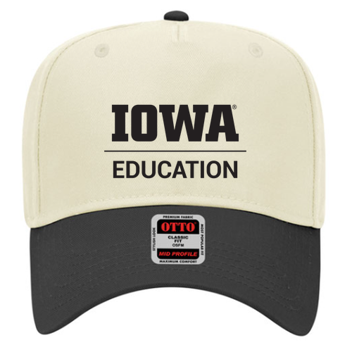 OTTO CAP 5 Panel Mid Profile Baseball Cap -- Black / Natural