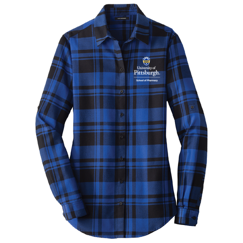 Port Authority Ladies Plaid Flannel Tunic -- Royal / Black
