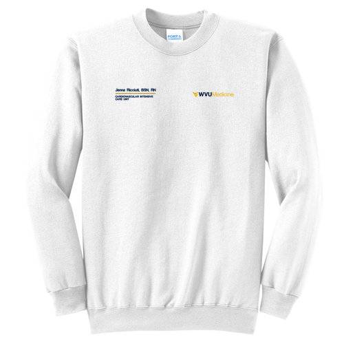 Embroidered Port and Company Classic Crewneck Sweatshirt -- White