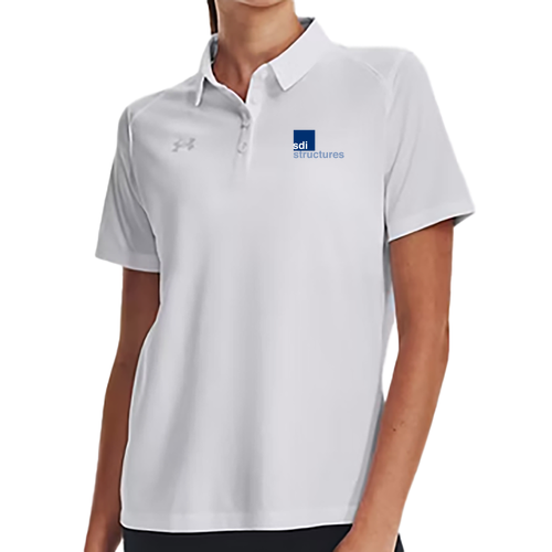Under Armour Ladies' Tech Polo -- Wht / Md Gry _100, $61