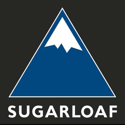 Sugarloaf Logo 1 Blue and White Ink -- Pullover Hooded Sweatshirt Black
