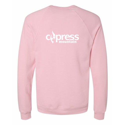 Cypress Mountain Logo 2 White Ink -- Crewneck Sweatshirt Pink