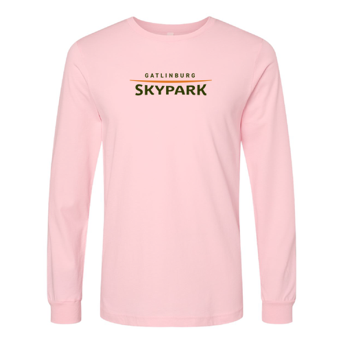 Gatlinburg Skypark Logo 1 Green & Orange Ink -- Long Sleeve Pink