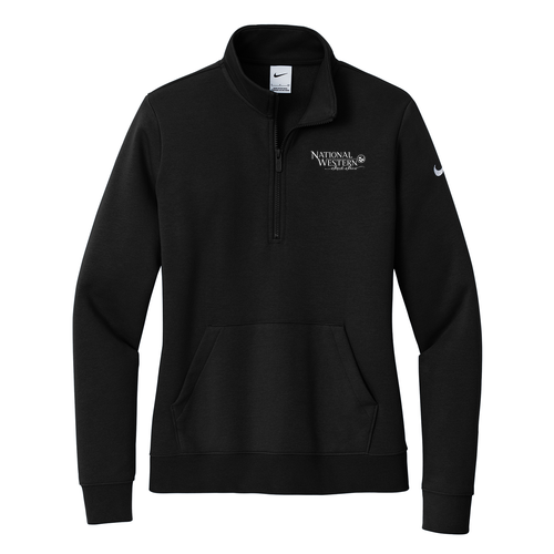 Nike Ladies Club Fleece Sleeve Swoosh 1/2 Zip -- Black